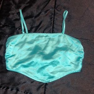 Silky sea foam green satin tie-back top